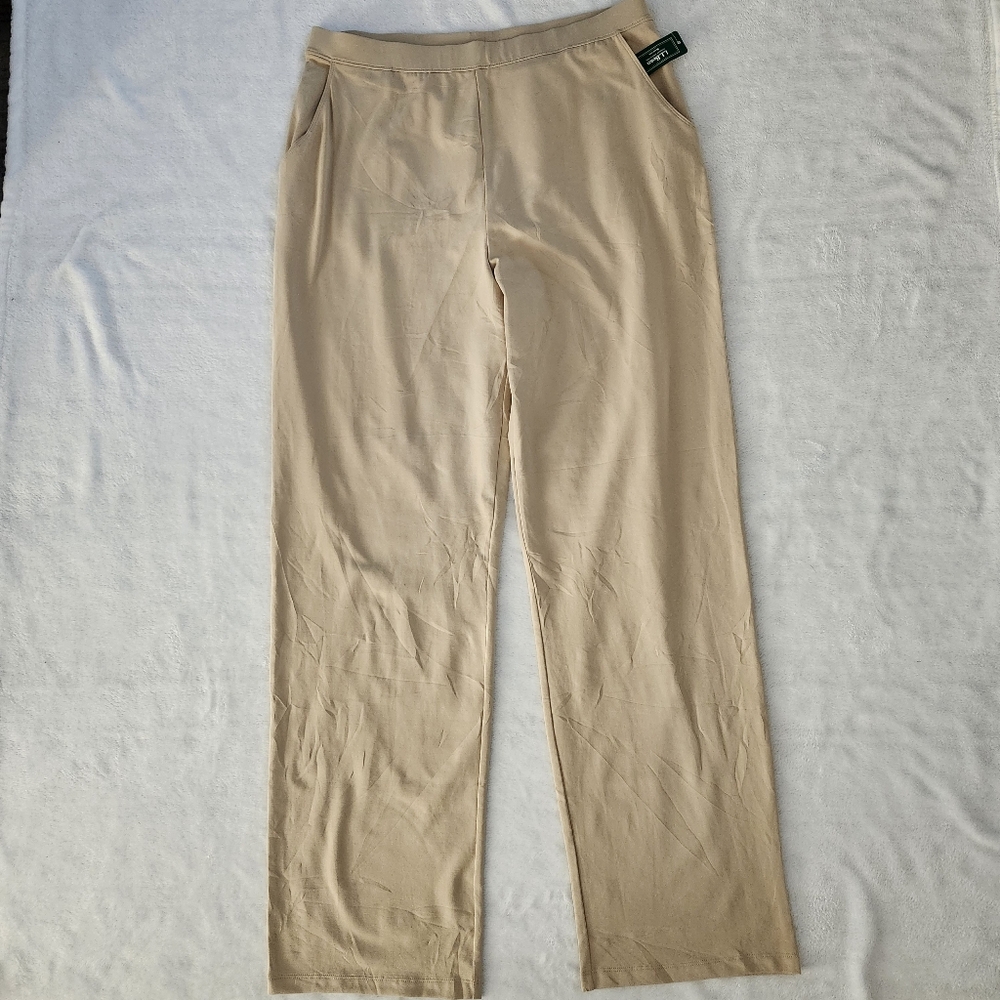 L.L. BEAN Women's Pull On Pants‎ Perfect Fit Straight Leg Medium Large Tall NEW